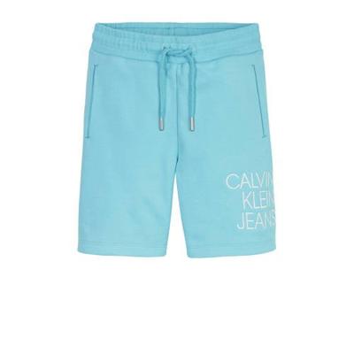 CALVIN KLEIN JEANS sweatshort van biologisch katoen lichtblauw/zwart CALVIN KLEIN JEANS sweatshort van biologisch katoen lichtblauw/zwart