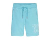 CALVIN KLEIN JEANS sweatshort van biologisch katoen lichtblauw/zwart