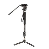 Caruba Aluminium uittrekbare monopod met poten - 3/8 en 1/4 snelkoppelingsplaat geschikt voor Canon/Nikon/Sony/Fuji - 360 opnames/90 graden kogelgewricht - maximale hoogte 196,5 cm / 1,54 kg