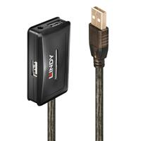 LINDY USB-kabel USB 2.0 USB-A stekker, USB-A bus, USB-A bus, USB-A bus, USB-A bus 10.00 m Grijs 42635