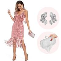 Retro vintage Roaring jaren '20 Jaren 1920 Flapper jurk Cosplay kostuum Outfits The Great Gatsby Dames Pailletten Kwastje Kerstmis Halloween Feest / Uitgaan Kleding Lightinthebox