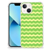 iPhone 13 mini Doorzichtige Silicone Hoesje Waves Green - thumbnail