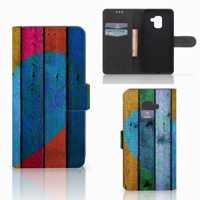 Samsung Galaxy A8 2018 Book Style Case Wood Heart - Cadeau voor je Vriend