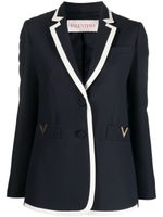 Valentino Garavani blazer en soie mélangée à plaque logo - Bleu - thumbnail