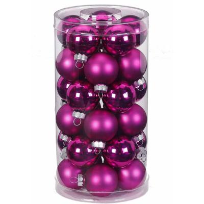30x Fuchsia roze kleine glazen kerstballen 4 cm glans en mat - Kerstbal 30x Fuchsia roze kleine glazen kerstballen 4 cm glans en mat - Kerstbal