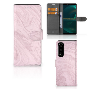 Sony Xperia 5III Bookcase Marble Pink - Origineel Cadeau Vriendin