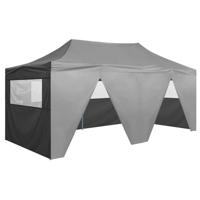 Partytent met 4 zijwanden inklapbaar 3x6 m staal antraciet