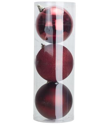 Cosy @Home Kerstballen Rood ø 15  cm - 3 Stuks