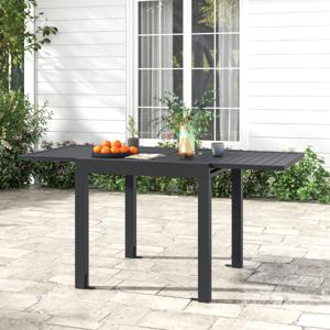 Uitschuifbare Terraseettafel 80-160 cm Uitbreidbare Aluminium Tafel voor 4-6 Personen Lattenbodem Vierkante Donkergrijs