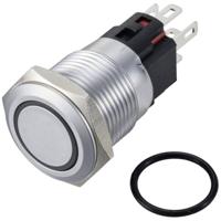 TRU COMPONENTS TC-12647504 Druktoets 250 V/AC 3 A 1x uit/(aan) IP65 Rood Moment Messing (verchroomd) 1 stuk(s)