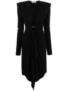 Alexandre Vauthier robe mi-longue froncée à col v - Noir