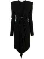 Alexandre Vauthier robe mi-longue froncée à col v - Noir - thumbnail