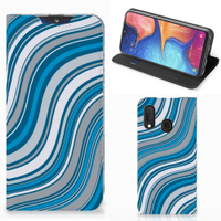 Samsung Galaxy A20e Hoesje met Magneet Waves Blue - thumbnail