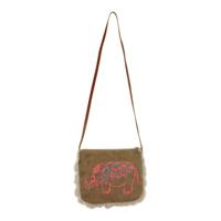 Juten Schoudertas Olifant Geborduurd