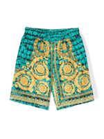 Versace Kids short en soie à imprimé baroque - Vert