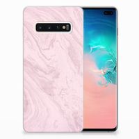 Samsung Galaxy S10 Plus TPU Siliconen Hoesje Marble Pink - Origineel Cadeau Vriendin