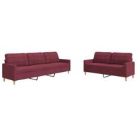 vidaXL 2-delige Loungeset stof wijnrood, bankenset, tv-stoel, fauteuil, sofa, stoffen bank, beklede bank, stoffen bank, loungebank, woonkamermeubilair