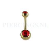 Navelpiercing goudkleurig rood - thumbnail