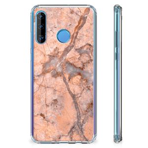 Huawei P30 Lite Anti-Shock Hoesje Marmer Oranje