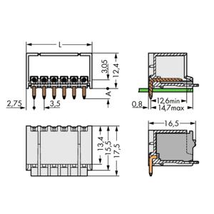 WAGO 2091-1432/200-000 Male behuizing (board) 2091 Totaal aantal polen: 12 Rastermaat: 3.50 mm Inhoud: 100 stuk(s)