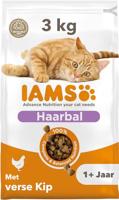 IAMS Anti-Haarbal kattendroogvoer met kip - droogvoer voor katten vanaf 1 jaar, 3 kg