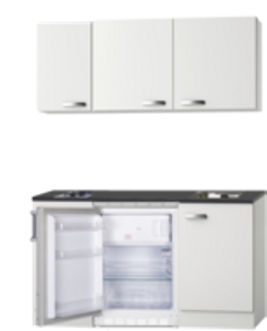 Kitchenette Wit hoogglans 130 CM incl. koelkast HRG-13224