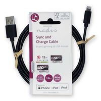 Lightning Kabel | USB 2.0 | Apple Lightning 8-Pins | USB-A Male | 480 Mbps | Vernikkeld | 2.00 m | R - thumbnail