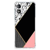 Motorola Moto E13 Shockproof Case Zwart Roze Vormen