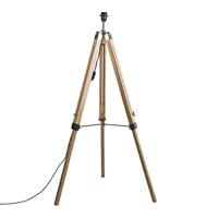 QAZQA - Industrieel Landelijke vloerlamp hout zonder kap - Tripod | Slaapkamer | Keuken - Hout Langwerpig - E27 Geschikt voor LED - Max. 1 x 40 Watt