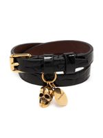 Alexander McQueen skull double-wrap leather bracelet - Noir - thumbnail