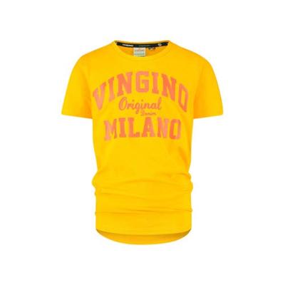 Vingino Essentials T-shirt met logo met biologisch katoen goudgeel/oranje