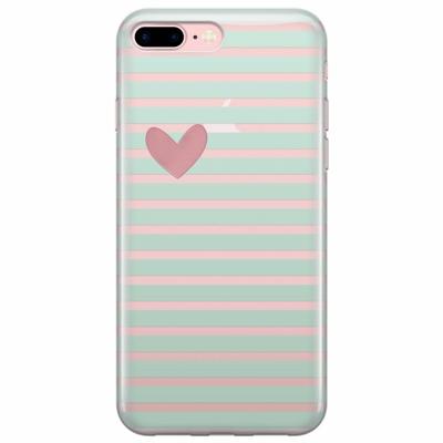 iPhone 7 Plus / iPhone 8 Plus transparant hoesje - Mint hart