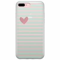 iPhone 7 Plus / iPhone 8 Plus transparant hoesje - Mint hart