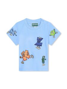 Kenzo Kids t-shirt en coton à logo imprimé - Bleu