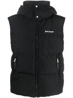 Palm Angels logo-embroidered puffer gilet - Noir