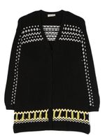 TWINSET Kids cardigan en maille intarsia à franges - Noir