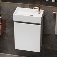 Fontana Alaska toiletmeubel mat wit 40x22cm met solid surface fontein rechts