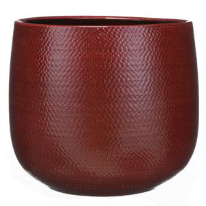 Mica Decorations Plantenpot - keramiek - bordeaux rood - 29 x 25 cm