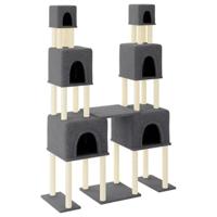 vidaXL Kattenmeubel met sisal krabpalen 199 cm donkergrijs, kattenpaal, kattenboom, kattenkrabpaal, kattenhuis, kattenmeubel, kattenpalen