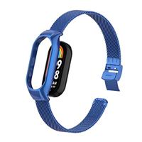 By Qubix - Milanese bandje met case - Blauw - Xiaomi Smart Band 8 & 9