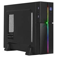 Aerocool Playa PC-behuizing, Micro-ATX, slank design, RGB, 13 modi, horizontaal of verticaal, USB 3.0, ventilator boven 8 cm, zwart