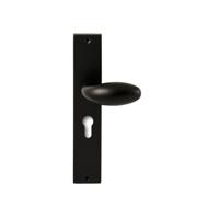 Hardbrass Knopkruk Golf op rechthoekig langschild profielcilindergat 55mm - zwart