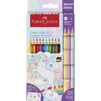 Faber Castell FC-201542 Colour Grip Kleurpotloden 10 Stuks + 3 Sparkle Pastel Kleurpotloden en Unicorn Stickers - thumbnail