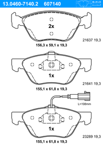 Remblokkenset, schijfrem ATE, u.a. für Alfa Romeo, Fiat, Lancia