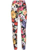 Philipp Plein legging en jean stretch à fleurs - Noir - thumbnail