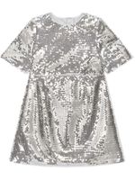 Dolce & Gabbana Kids robe mi-longue à sequins - Argent