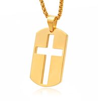 Schakelketting Dogtag Goudkleurig met Kruis Symbool