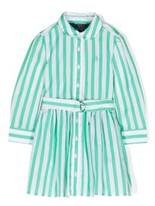 Ralph Lauren Kids robe-chemise rayée à logo brodé - Vert