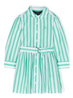 Ralph Lauren Kids robe-chemise rayée à logo brodé - Vert - thumbnail