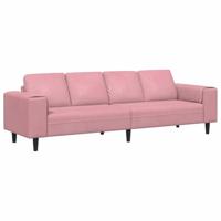4-zits roze fluwelen bank zonder ottoman, 250 x 77 x 76 cm. Moderne bank met slanke zwarte poten. Comfortabele zetel van gelamineerd hout met een matte afwerking. Montage is nodig. Perfect voor een ca